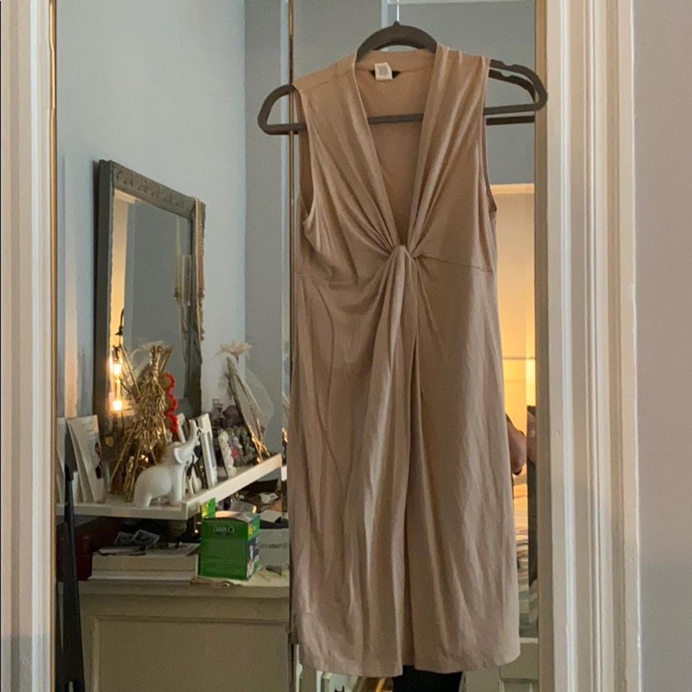Tan vneck cotton dress